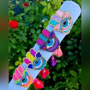 Hamsa Hand Adjustable Bracelet  Neon